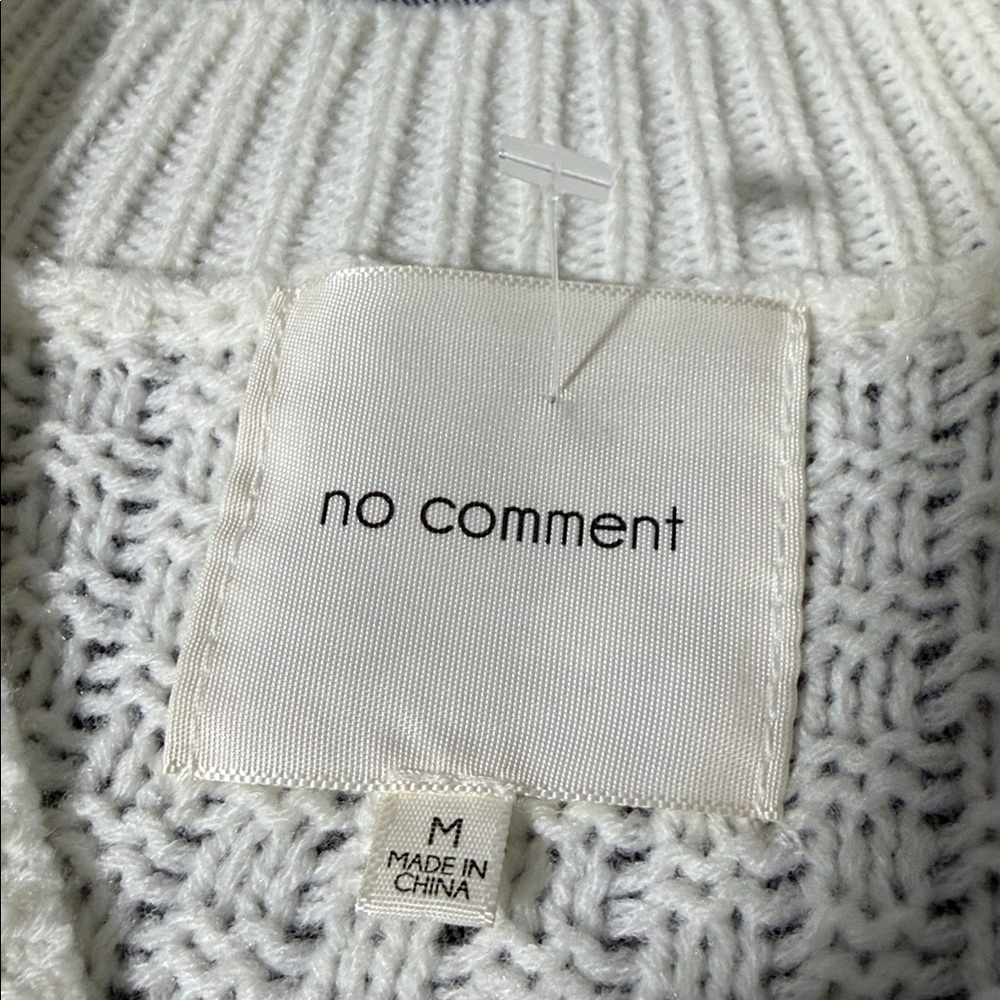 No Comment Cable Knit Sweater M Cream Lace Up Boho Scalloped Hem Acrylic F - 20 - Picture 4 of 7
